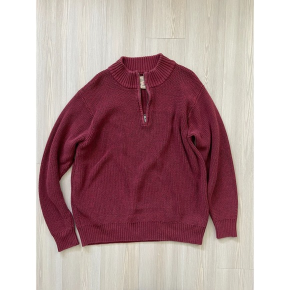 RedHead Other - Red Head Co Men's Red Ribbed Knit 1/4 Zip Sweater Mock Neck Sz XL Preppy Golf
